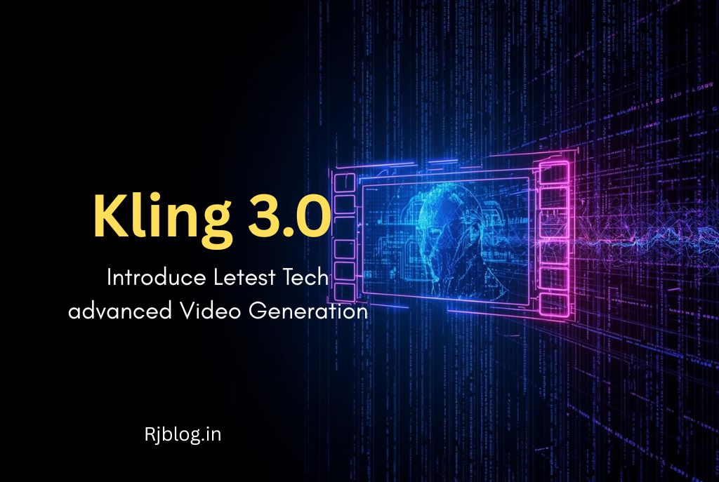 Kling AI 3.0 futuristic AI video generator showing cinematic video frame and neural network visualization